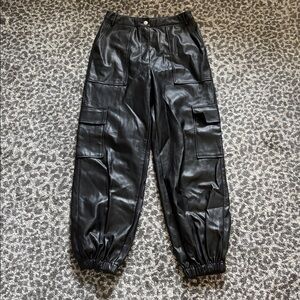 Forever 21 Black Faux Leather Cargo Pants size Medium